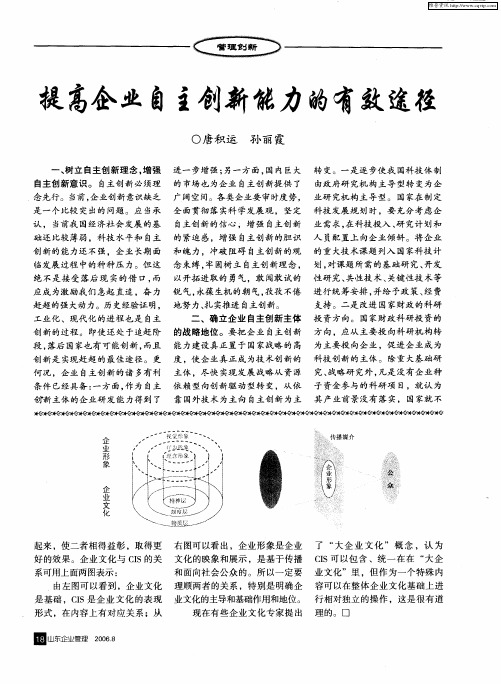 提高企业自主创新能力的有效途径