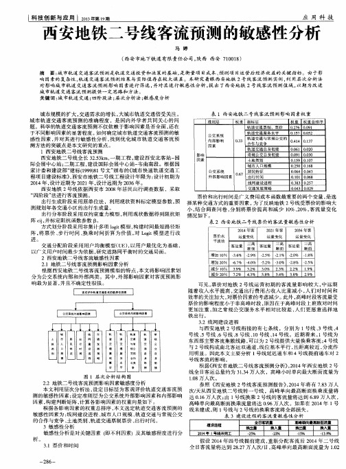 西安地铁二号线客流预测的敏感性分析