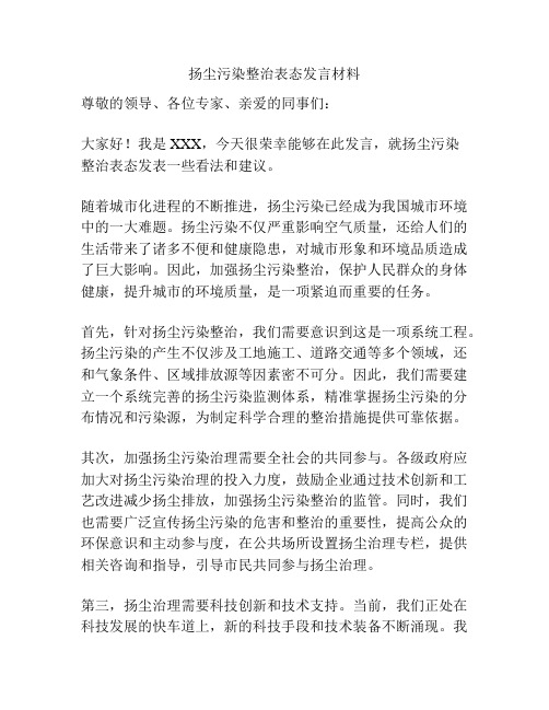 扬尘污染整治表态发言材料