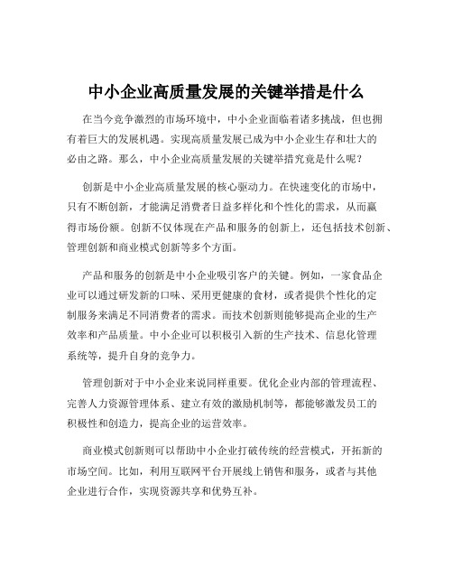 中小企业高质量发展的关键举措是什么