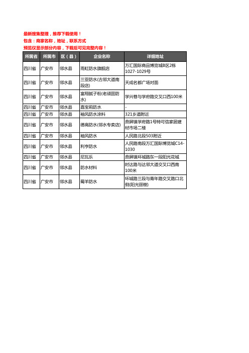 新版四川省广安市邻水县防水企业公司商家户名录单联系方式地址大全11家