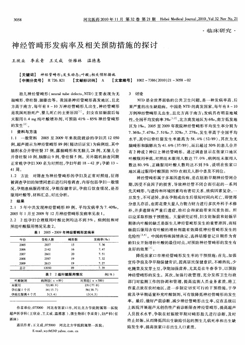 神经管畸形发病率及相关预防措施的探讨