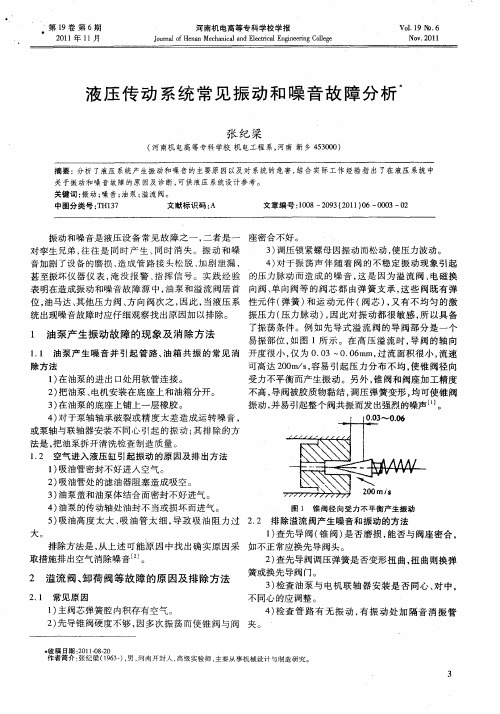 液压传动系统常见振动和噪音故障分析