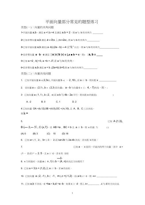 平面向量部分常见的考试题型总结