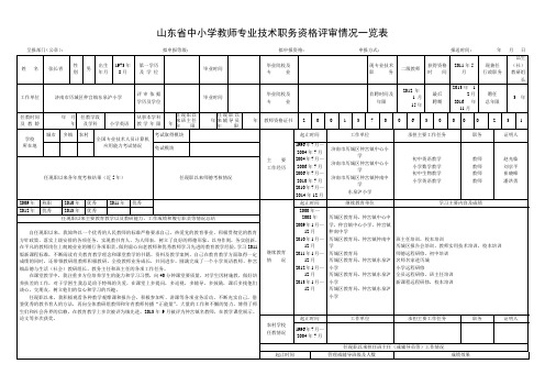 山东省中小学教师专业技术职务资格评审情况一览表(修改)