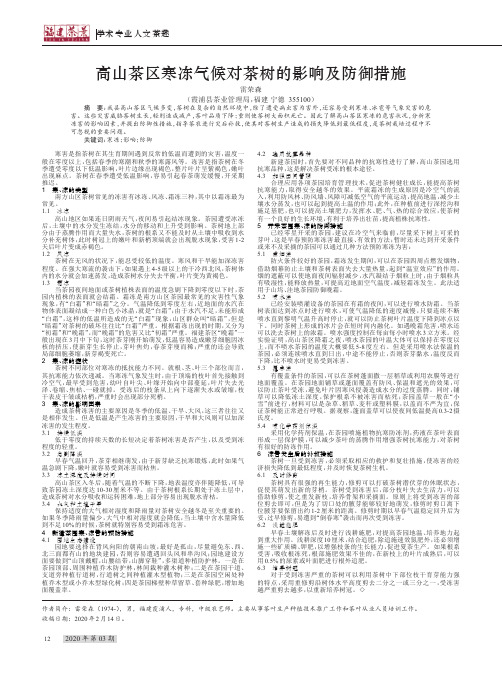 高山茶区寒冻气候对茶树的影响及防御措施