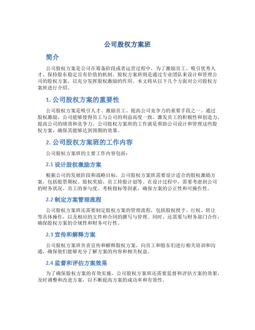 公司股权方案班