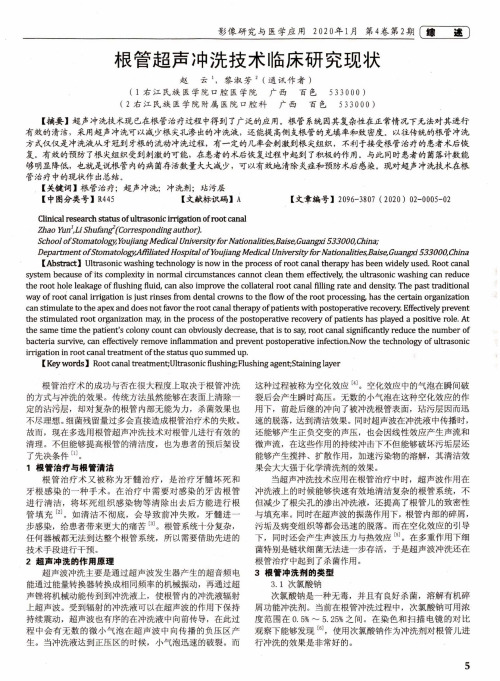 根管超声冲洗技术临床研究现状