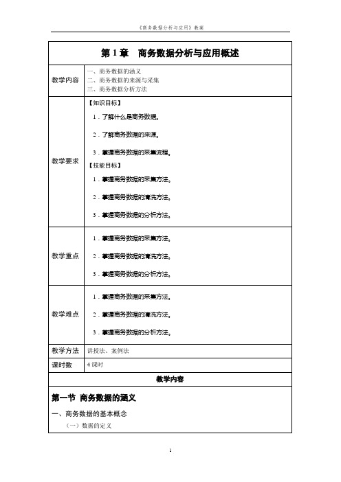 《商务数据分析与应用》-教案