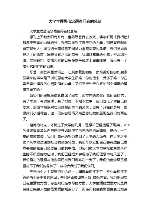 大学生理想信念调查问卷的总结