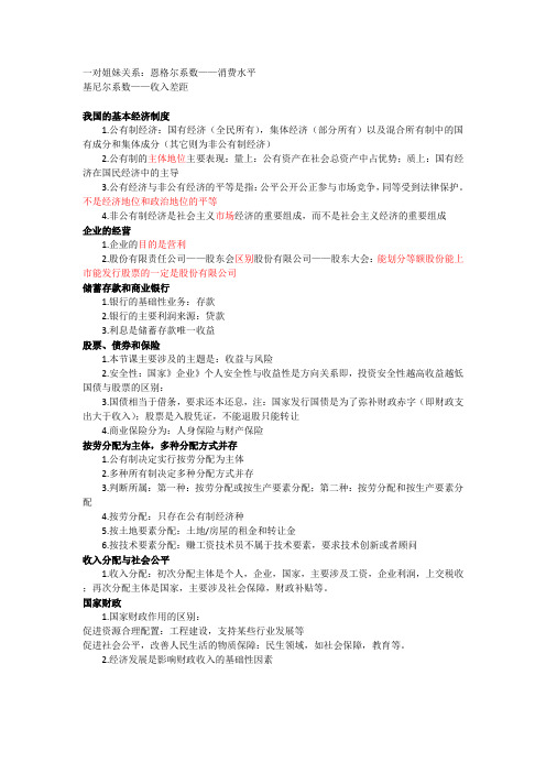 政治必修一选择题常考易错知识点整理