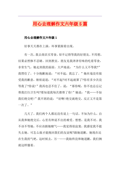 用心去理解作文六年级5篇