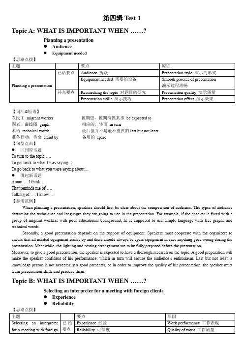 剑桥BEC真题中级第四辑口语解析Part2MiniPresentation