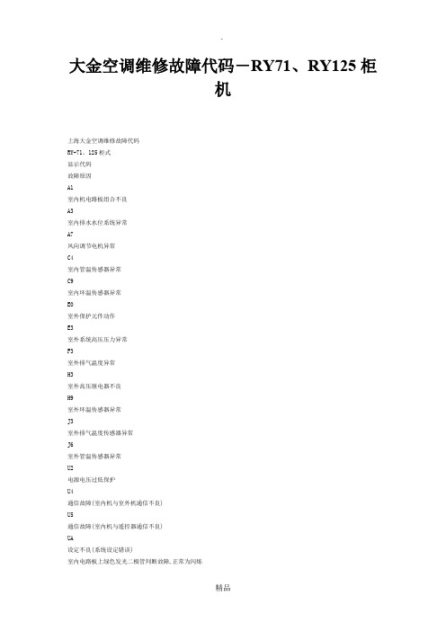 大金空调维修故障代码
