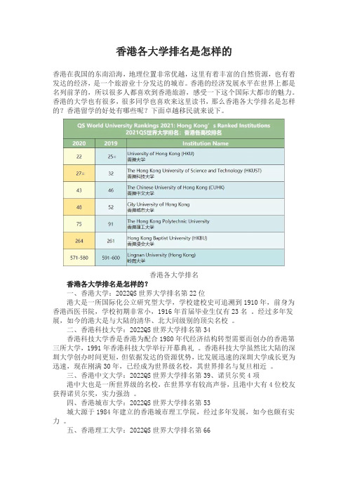 香港各大学排名是怎样的