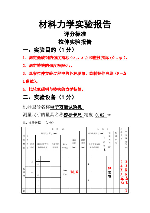 材料力学实验报告答案