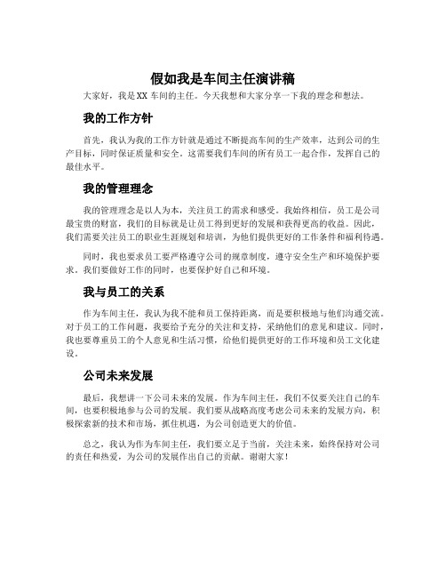 假如我是车间主任演讲稿