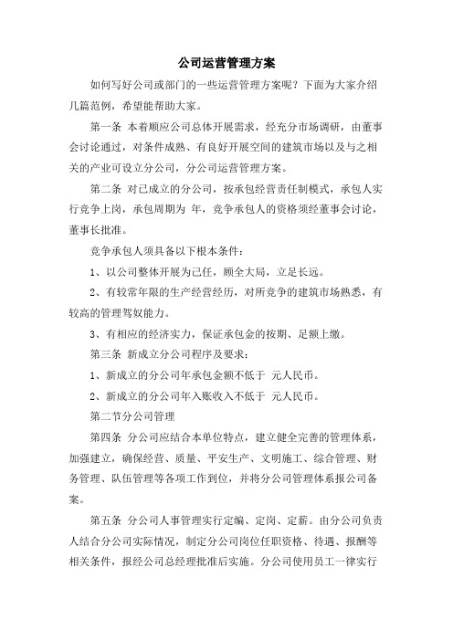 公司运营管理方案