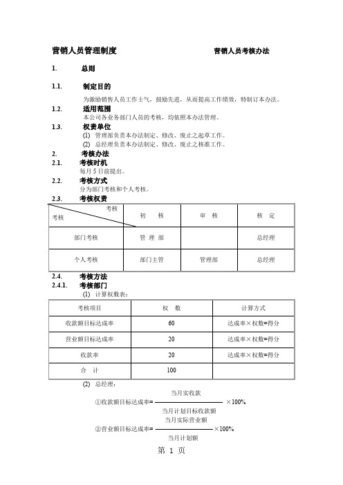 营销人员考核办法-5页文档资料