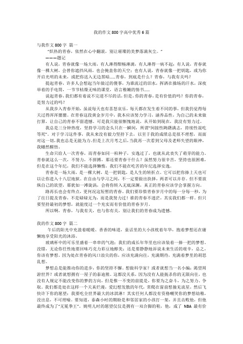 我的作文800字高中优秀6篇