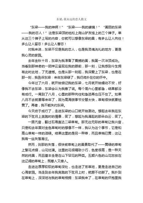 东梁,我永远的恋人散文