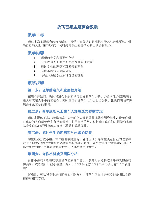 放飞理想主题班会教案