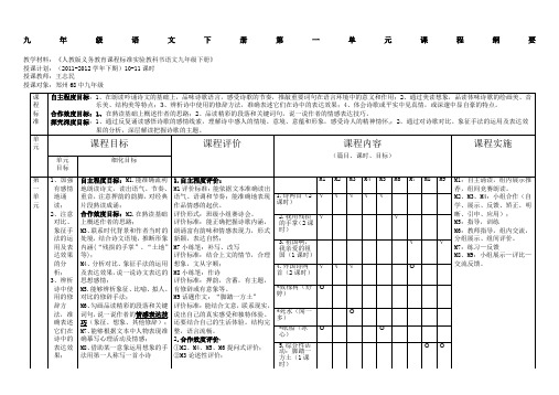 人教版九年级语文下册第一单元课程纲要