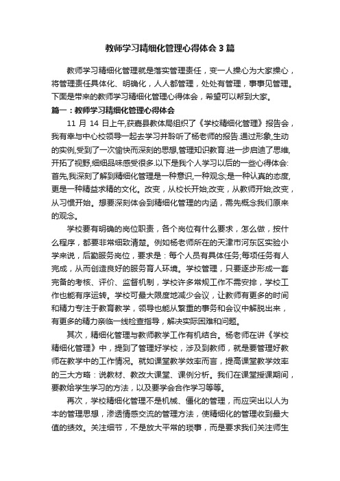 教师学习精细化管理心得体会3篇