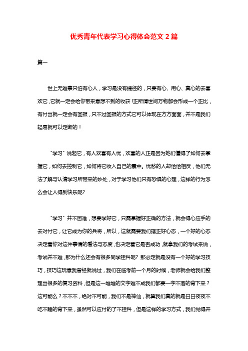 优秀青年代表学习心得体会范文2篇