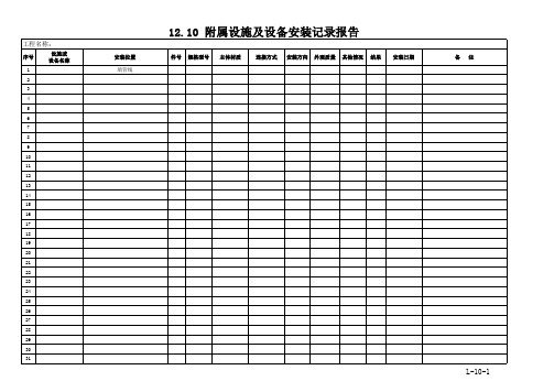 压力管道安装记录报告格式：12.10.附属设施及设备安装记录报告H