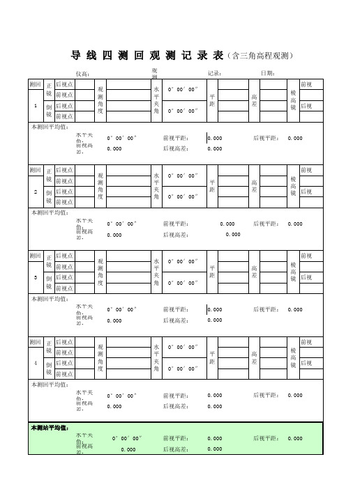 导线观测记录计算表