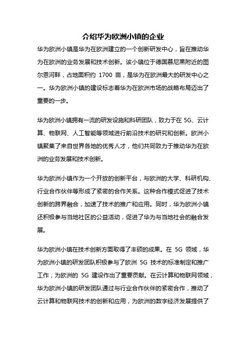 介绍华为欧洲小镇的企业