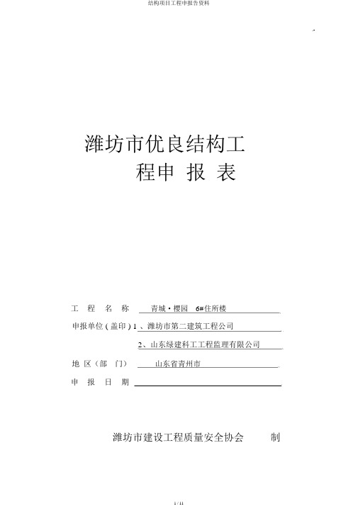 结构项目工程申报告资料