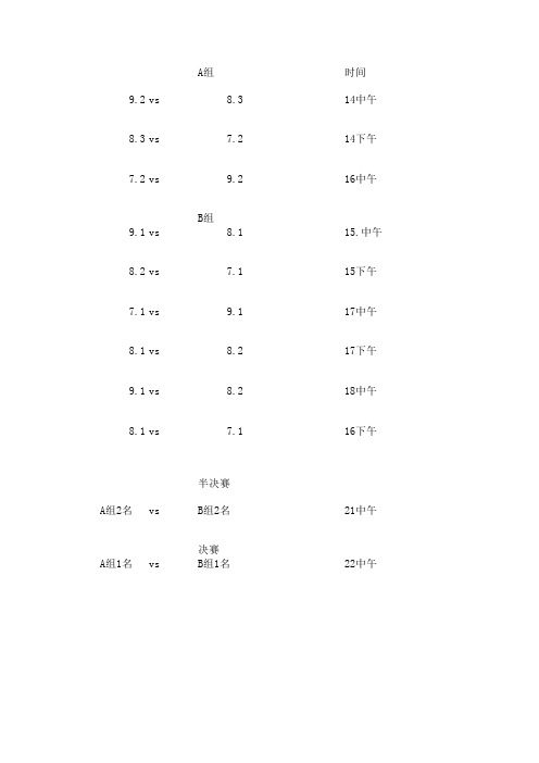 篮球比赛赛程表