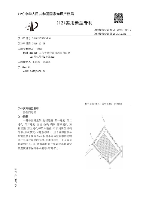 兽医固定架[实用新型专利]