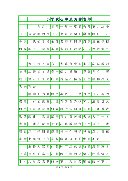 2019年小学2年级我心中最美的老师作文