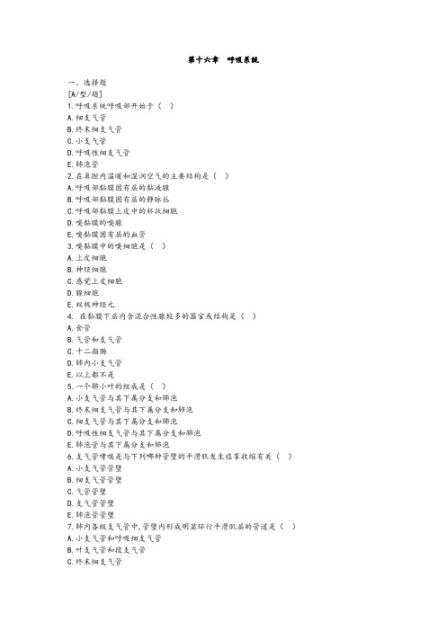 第十六章  呼吸系统