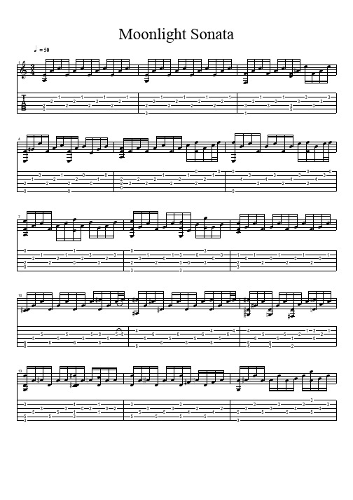 Beethoven - Moonlight Sonata 经典 吉他谱 五线谱对照六线谱.pdf