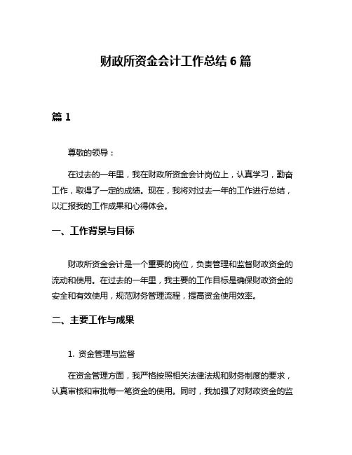 财政所资金会计工作总结6篇