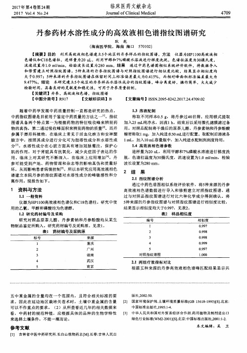 丹参药材水溶性成分的高效液相色谱指纹图谱研究