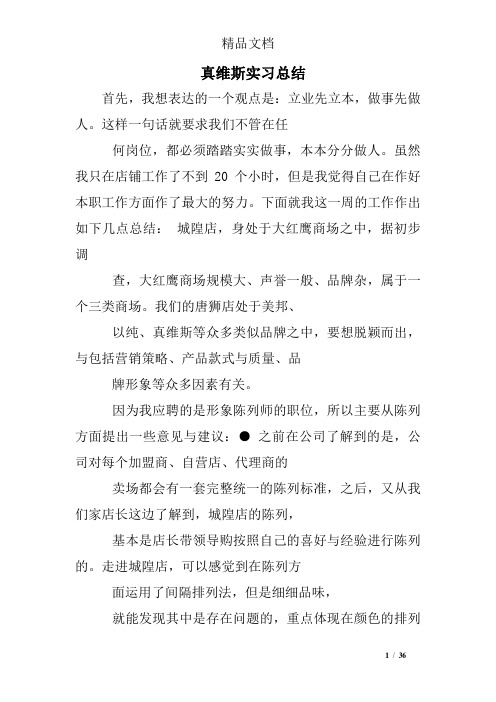 真维斯实习总结