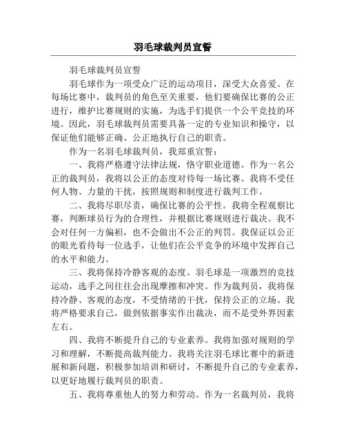 羽毛球裁判员宣誓