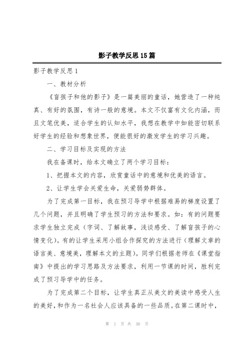 影子教学反思15篇