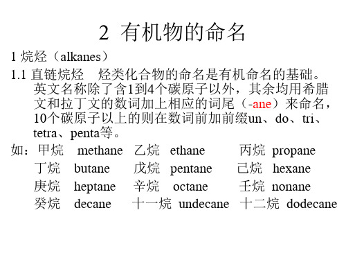 专业英语有机物命名