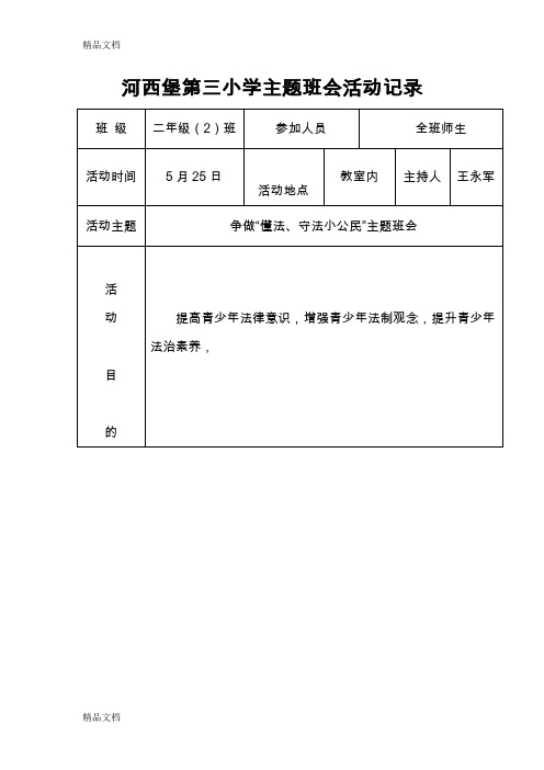 (整理)争做懂法守法小公民主题班会活动记录.