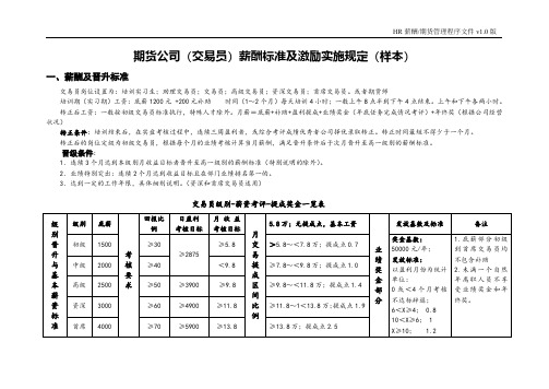 期货行业(交易员)薪酬标准规定《表》