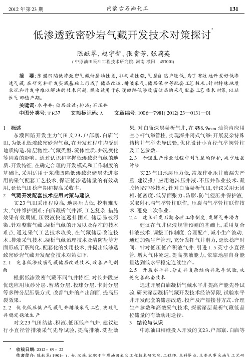 低渗透致密砂岩气藏开发技术对策探讨