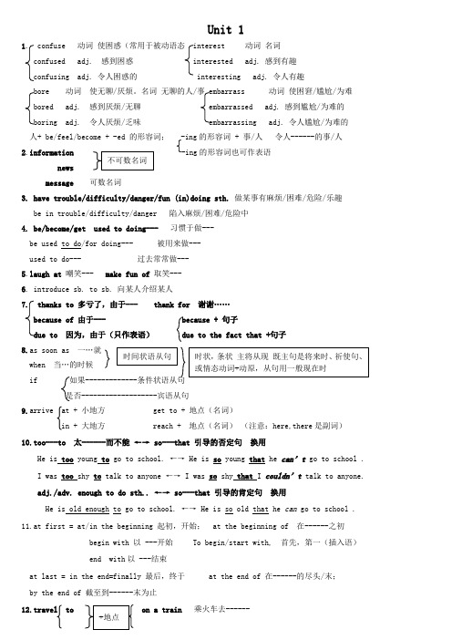 初三U1英语笔记