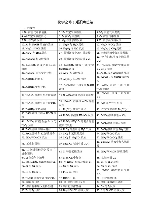 化学必修1最全知识点总结