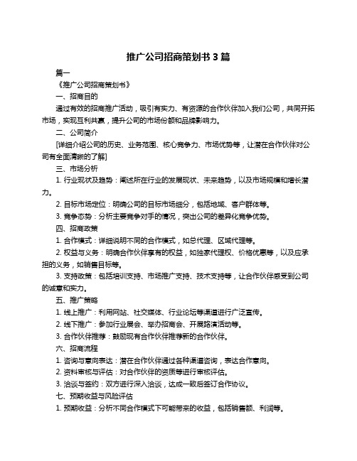 推广公司招商策划书3篇